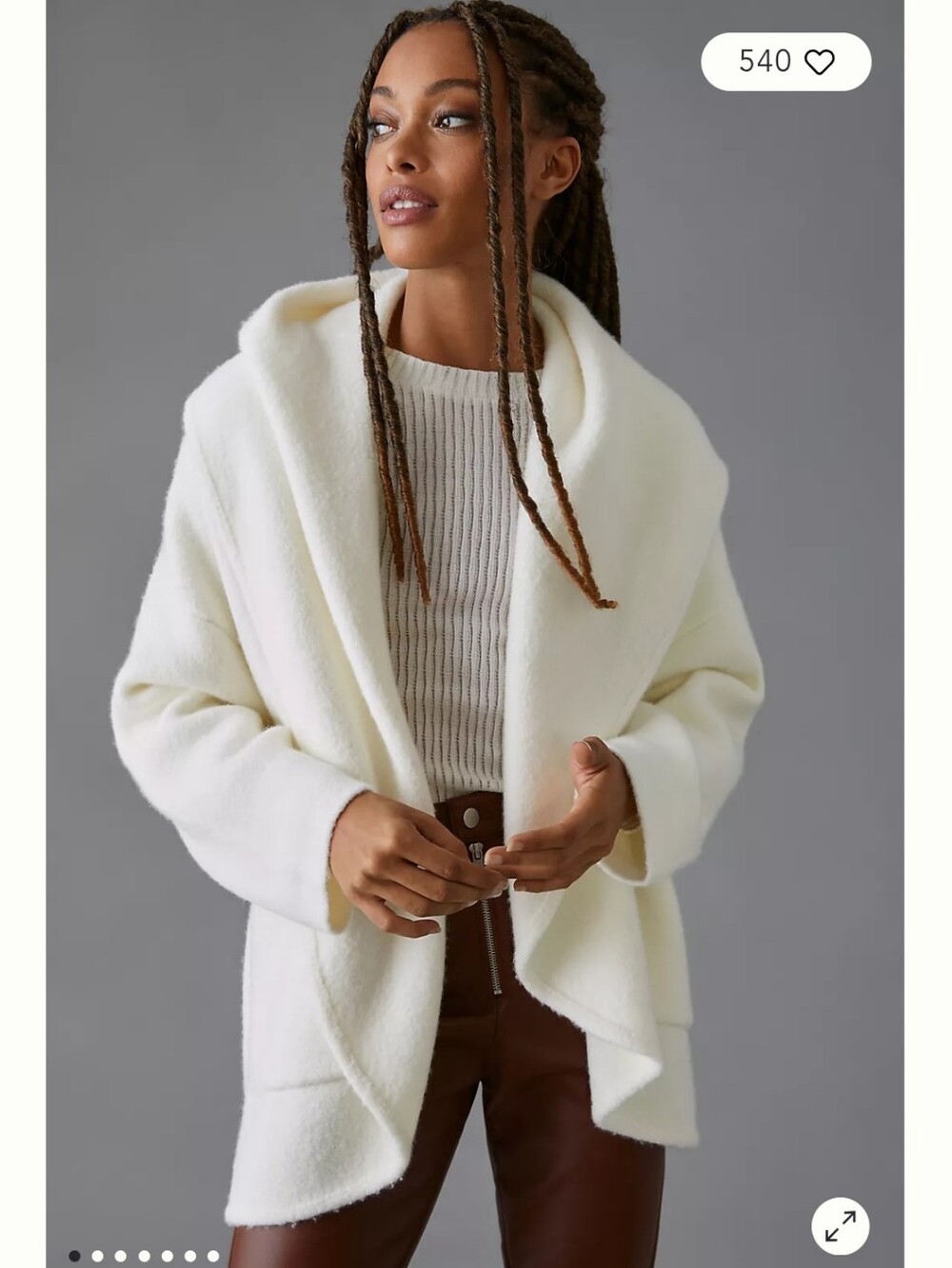 Anthropologie Hygge Cardigan Sweater Off White Xs/S Wool Alpaca Blend Pockets
